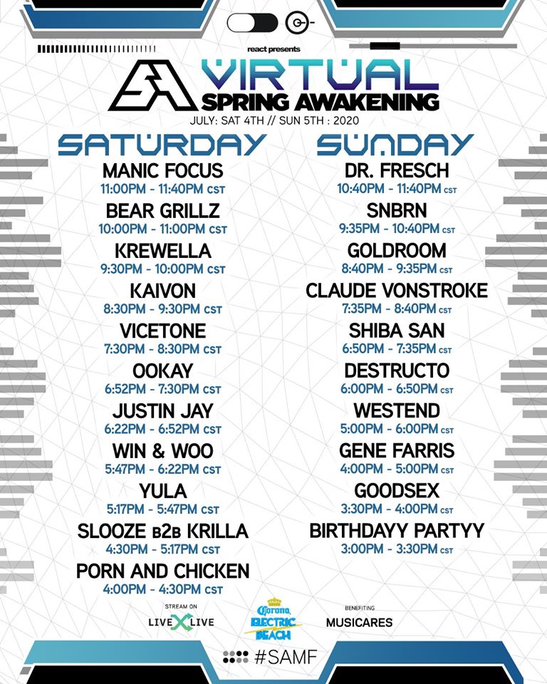 Virtual Spring Awakening Set Times showfomo livestreams not to miss